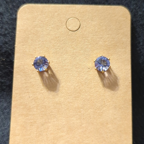 Swarovski Jewelry - Gold Plated Blue Purple Swarovski Crystal Round Dainty Stud Statement Earrings